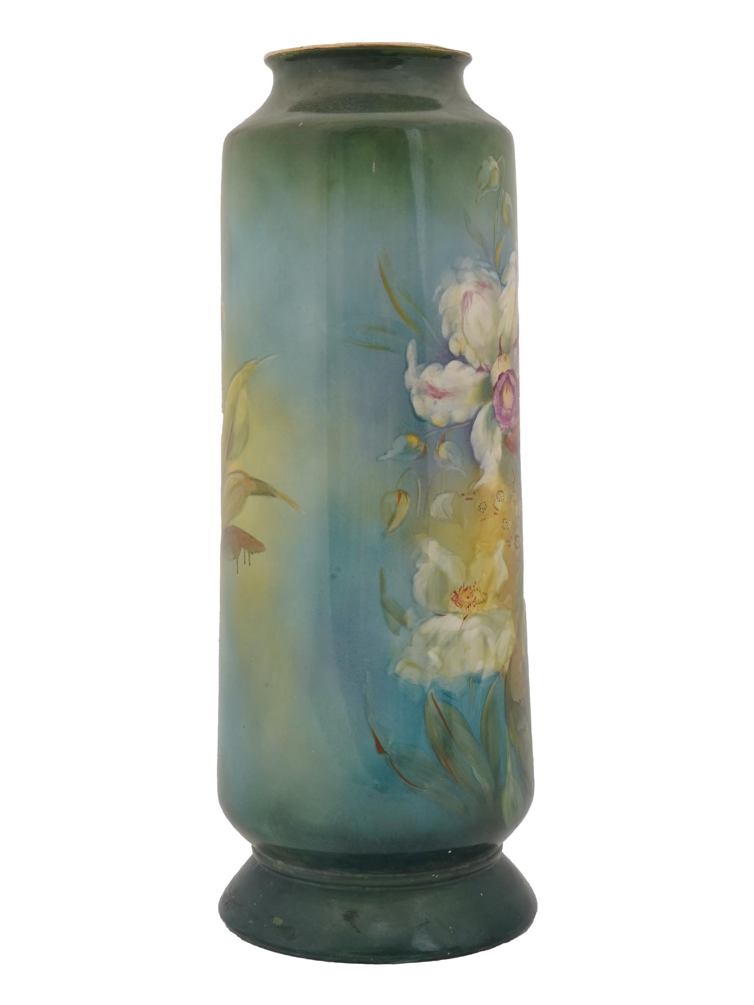 VERY TALL GERMAN ROYAL BONN FLORAL PORCELAIN VASE PIC-2